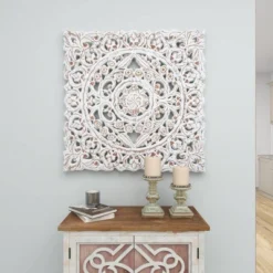 Wood Floral Handmade Intricately Carved Wall Decor With Mandala Design Gray - Olivia & May 27 Wood Floral Handmade Intricately Carved Wall Decor With Mandala Design Gray - Olivia & May -Safavieh Store GUEST 4ebdf639 3509 4efc 9ef6 1e17f9749505