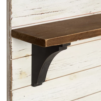 26" X 24" Wall Shelf With 3 Hooks White/Brown - Uniek 6 26" X 24" Wall Shelf With 3 Hooks White/Brown - Uniek - Image 4