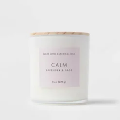 Wood Lidded Glass Wellness Calm Candle - Threshold™ -Safavieh Store GUEST 518451c6 213f 4303 ad48 fec583907229