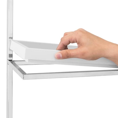 10.5" X 16" 3 Tier Wall Shelving Unit With Towel Rack And Trays Chrome/White - Danya B. 6 10.5" X 16" 3 Tier Wall Shelving Unit With Towel Rack And Trays Chrome/White - Danya B. - Image 4