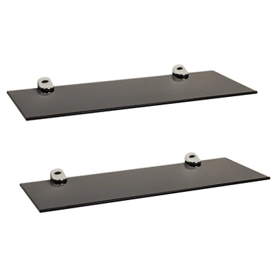 (Set Of 2) 16" X 6" Floating Glass Shelves With Brackets - Danya B. 5 (Set Of 2) 16" X 6" Floating Glass Shelves With Brackets - Danya B. - Image 3