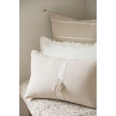 Natural Beige Geo Trim Pillow Cover 12x20 - Anaya 3 Natural Beige Geo Trim Pillow Cover 12x20 - Anaya