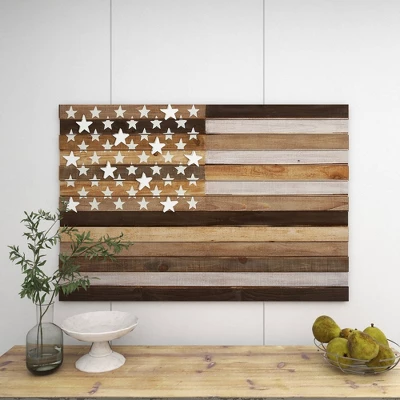 Wood American Flag Handmade Wall Decor Dark Brown - Olivia & May 17 Wood American Flag Handmade Wall Decor Dark Brown - Olivia & May - Image 15