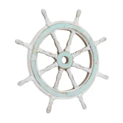 Wood Sail Boat Ship Wheel Wall Decor With Distressing Blue - Olivia & May 25 Wood Sail Boat Ship Wheel Wall Decor With Distressing Blue - Olivia & May -Safavieh Store GUEST 592ed48f 152f 4b84 92a3 3f77b7a26cfd