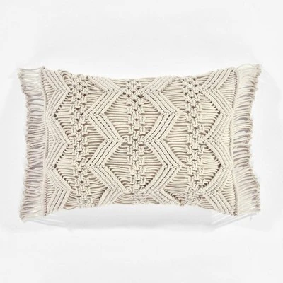13"x20" Oversize Studio Chevron Macrame Lumbar Throw Pillow Cover With Fringes - Lush Décor 11 13"x20" Oversize Studio Chevron Macrame Lumbar Throw Pillow Cover With Fringes - Lush Décor - Image 9
