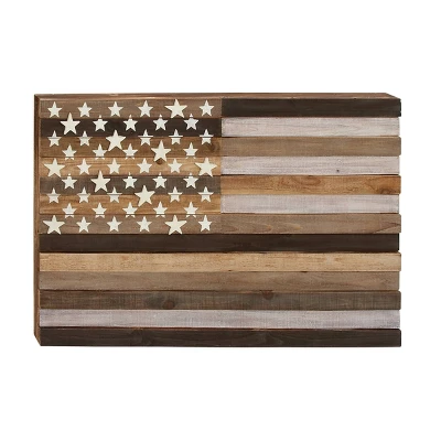 Wood American Flag Handmade Wall Decor Dark Brown - Olivia & May 7 Wood American Flag Handmade Wall Decor Dark Brown - Olivia & May - Image 5