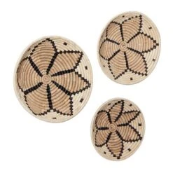 Set Of 3 Seagrass Plate Handmade Basket Wall Decors Brown - Olivia & May
