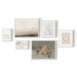 Americanflat 6 Piece Vintage Gallery Wall Art Set - Blush Roses, Hazy Beach, Pale Blossoms, Pink Silk Textile, Clouds By Maple + Oak 13 Americanflat 6 Piece Vintage Gallery Wall Art Set - Blush Roses, Hazy Beach, Pale Blossoms, Pink Silk Textile, Clouds By Maple + Oak -Safavieh Store GUEST 6085637f feaf 4b31 bbed 031a2eb3a63b