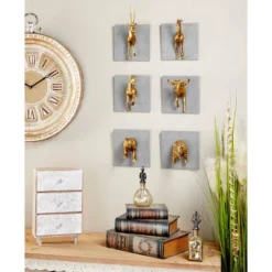 Set Of 6 Polystone Safari Animals Wall Decors Gold - Olivia & May 8 Set Of 6 Polystone Safari Animals Wall Decors Gold - Olivia & May -Safavieh Store GUEST 6391f189 9844 4517 a077 15e01309d886