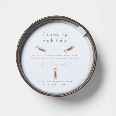 16oz Blackened Bowl Ceramic With Multi Woodwick And Dustcover Honeycrisp Apple Cider Candle Black - Threshold™ 5 16oz Blackened Bowl Ceramic With Multi Woodwick And Dustcover Honeycrisp Apple Cider Candle Black - Threshold™ - Image 4