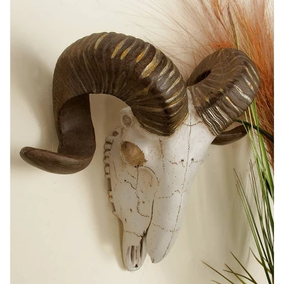 Polystone Sheep Skull Wall Decor White - Olivia & May 3 Polystone Sheep Skull Wall Decor White - Olivia & May