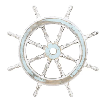 Wood Sail Boat Ship Wheel Wall Decor With Distressing Blue - Olivia & May 21 Wood Sail Boat Ship Wheel Wall Decor With Distressing Blue - Olivia & May - Image 19