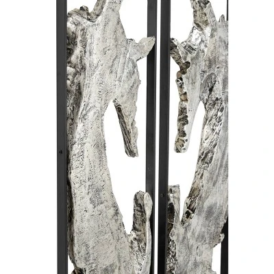 Set Of 2 Magnesium Oxide Abstract Handmade Live Edge Wall Decors With Black Frame Silver - Olivia & May 7 Set Of 2 Magnesium Oxide Abstract Handmade Live Edge Wall Decors With Black Frame Silver - Olivia & May - Image 5