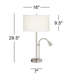 Possini Euro Design Traverse Modern Table Lamps Set Of 2 29 1/2" Tall Brushed Nickel With USB Charging Port LED Gooseneck White Drum Shade For Desk 13 Possini Euro Design Traverse Modern Table Lamps Set Of 2 29 1/2" Tall Brushed Nickel With USB Charging Port LED Gooseneck White Drum Shade For Desk -Safavieh Store GUEST 6d7b83aa 79f5 4aad 8a9b 164194cb3e7e
