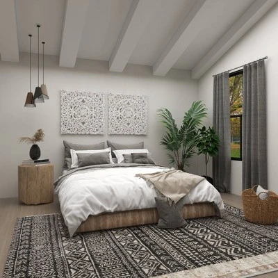 Wood Floral Handmade Intricately Carved Wall Decor With Mandala Design Gray - Olivia & May 10 Wood Floral Handmade Intricately Carved Wall Decor With Mandala Design Gray - Olivia & May - Image 8