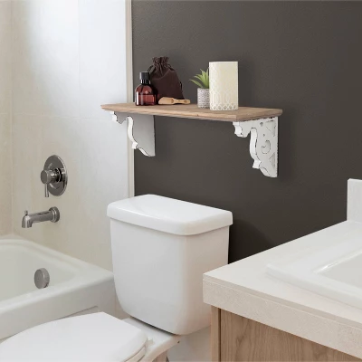 24" X 7" Abbidee Wood Shelf With Corbels Brown/White - Kate & Laurel All Things Decor 7 24" X 7" Abbidee Wood Shelf With Corbels Brown/White - Kate & Laurel All Things Decor - Image 5