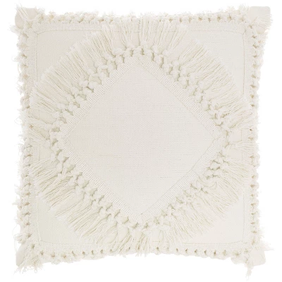 18"x18" Diamond Square Throw Pillow With Fringe - Nicole Curtis 9 18"x18" Diamond Square Throw Pillow With Fringe - Nicole Curtis - Image 7
