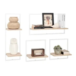 4pc Framed Wall Shelf Set White/Maple - Danya B. -Safavieh Store GUEST 7194e2f1 9db0 4252 80b1 2c9e628df030