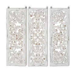 Wood Floral Handmade Intricately Carved Wall Decor Set Of 3 White - Olivia & May 17 Wood Floral Handmade Intricately Carved Wall Decor Set Of 3 White - Olivia & May -Safavieh Store GUEST 747c6076 1130 4d09 9080 b377917f3d71