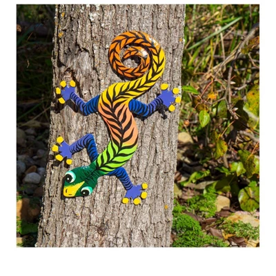 Global Crafts Colorful Gecko Haitian Steel Drum Wall Art, 13 Inch 5 Global Crafts Colorful Gecko Haitian Steel Drum Wall Art, 13 Inch - Image 3