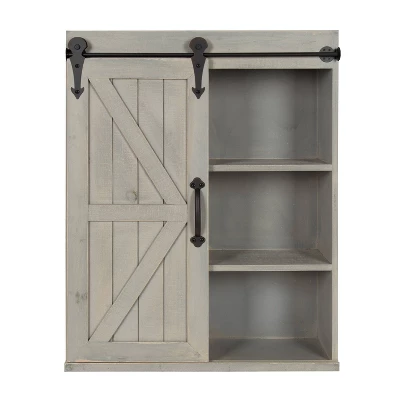 Decorative Wood Wall Storage Cabinet With Sliding Barn Door Rustic Gray - Kate & Laurel All Things Decor 3 Decorative Wood Wall Storage Cabinet With Sliding Barn Door Rustic Gray - Kate & Laurel All Things Decor