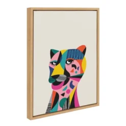 18" X 24" Sylvie Tiger Framed Canvas Wall Art By Rachel Lee Natural - Kate And Laurel