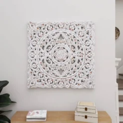 Wood Floral Handmade Intricately Carved Wall Decor With Mandala Design Gray - Olivia & May 31 Wood Floral Handmade Intricately Carved Wall Decor With Mandala Design Gray - Olivia & May -Safavieh Store GUEST 77a9ef66 982e 45ef ab6a c98a3e130fa2