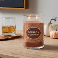 Best Seller 5 21.5oz Lidded Glass Jar 2-Wick Bourbon Pumpkin Candle - Opalhouseā¢