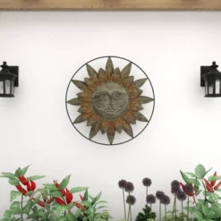 Metal Sunburst Indoor Outdoor Wall Decor With Distressed Copper Like Finish Brown - Olivia & May -Safavieh Store GUEST 7b89ccf0 54ca 42f9 ae01 6fda22955e62
