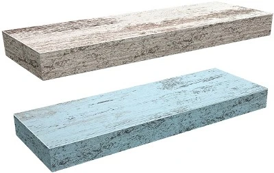 Sorbus Rustic Wood Coastal Beach Style Hanging Rectangle Wall Shelves 13 Sorbus Rustic Wood Coastal Beach Style Hanging Rectangle Wall Shelves - Image 11