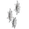 Set Of 3 Collection Of Floral Blooms Metal Wall Sculpture With Open Wire Petals White/Brown/Black - StyleCrfat