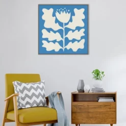 30" X 30" Delighted Floral I Blue By Moira Hershey Framed Canvas Wall Art Print - Amanti Art -Safavieh Store GUEST 7d454fdb 0a1c 4298 8111 4ebcade6c0b6