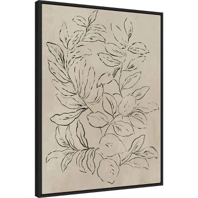22" X 30" Outlined Leaves I By Asia Jensen Framed Canvas Wall Art Black - Amanti Art 3 22" X 30" Outlined Leaves I By Asia Jensen Framed Canvas Wall Art Black - Amanti Art