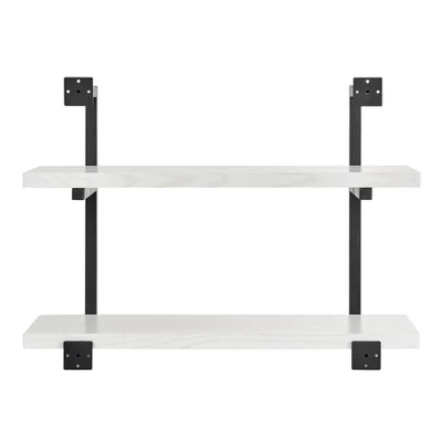 31.5" X 22.5" Modern 2 Tier Hanging Bracket Wall Shelve White Birch - Danya B. 18 31.5" X 22.5" Modern 2 Tier Hanging Bracket Wall Shelve White Birch - Danya B. - Image 16