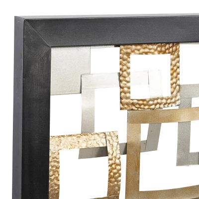 Metal Geometric Square Ribbon Wall Decor With Black Frame Gold - Olivia & May 9 Metal Geometric Square Ribbon Wall Decor With Black Frame Gold - Olivia & May - Image 7