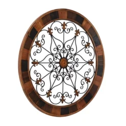 Wood Scroll Arabesque Wall Decor With Metal Fleur De Lis Relief Brown - Olivia & May 24 Wood Scroll Arabesque Wall Decor With Metal Fleur De Lis Relief Brown - Olivia & May -Safavieh Store GUEST 80fedeb8 c059 4a15 b294 bdf6cb0d01b4