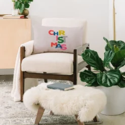 Showmemars Christmas Colorful Typography Oblong Throw Pillow - Society6