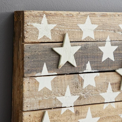 Wood American Flag Handmade Wall Decor Dark Brown - Olivia & May 5 Wood American Flag Handmade Wall Decor Dark Brown - Olivia & May - Image 3