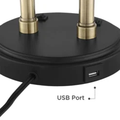 Possini Euro Design Sentry Modern Mid Century Desk Lamp 23" High Black Brass With USB Charging Port LED Adjustable Cone Shade For Bedroom Living Room -Safavieh Store GUEST 84aa50d5 b673 4b3a b5f2 3168750c699e