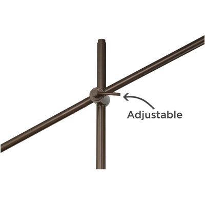 Possini Euro Design Industrial Floor Lamp Adjustable Arm 62.5" Tall Oiled Bronze Metal Light Brown Linen Drum Shade For Living Room Reading 4 Possini Euro Design Industrial Floor Lamp Adjustable Arm 62.5" Tall Oiled Bronze Metal Light Brown Linen Drum Shade For Living Room Reading - Image 3