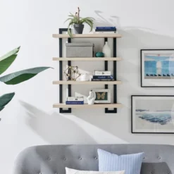 36" X 28.4" 4 Tier Floating Bracket Wall Shelf Unit - Danya B. 25 36" X 28.4" 4 Tier Floating Bracket Wall Shelf Unit - Danya B. -Safavieh Store GUEST 86aa318d 6348 481b 9aea 8c02a607ef1e
