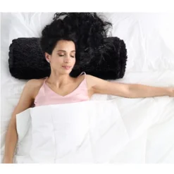 Cheer Collection Set Of 2 Shaggy Long Hair Bolster Pillows (8" X 24")