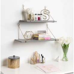 2pc Vista Wood And Metal Wall Shelves - Kate & Laurel All Things Decor -Safavieh Store GUEST 89a31d91 a113 447e 9b00 4d0b6b94ac26