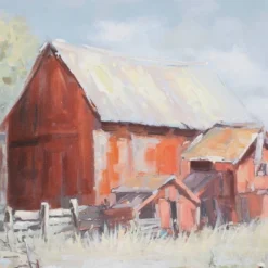 Canvas Landscape Barn Framed Wall Art With Silver Frame Multi Colored - Olivia & May -Safavieh Store GUEST 8ebafef7 0f57 40e2 b98d d27e3cc892e7