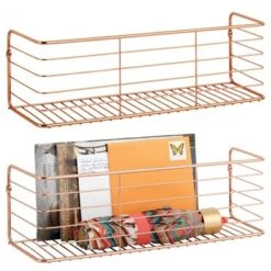 MDesign Wide Metal Wall Mount Storage Organizer Display Shelf - 2 Pack, Black -Safavieh Store GUEST 90fb29ff 7c87 4aa2 a58c 86ccd29be858