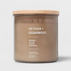 Glass Jar Vetiver And Cedarwood Candle Brown - Threshold™ -Safavieh Store GUEST 94fa0143 6384 4148 9851 b3c3e6d22167