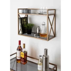18" X 8" X 15" Blex Metal And Glass Wall Shelf Gold - Kate & Laurel All Things Decor -Safavieh Store GUEST 955a4e4b 32b3 4e98 8819 f2533a430332