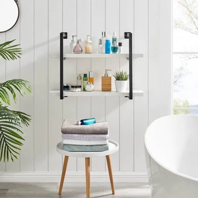 31.5" X 22.5" Modern 2 Tier Hanging Bracket Wall Shelve White Birch - Danya B. 6 31.5" X 22.5" Modern 2 Tier Hanging Bracket Wall Shelve White Birch - Danya B. - Image 4