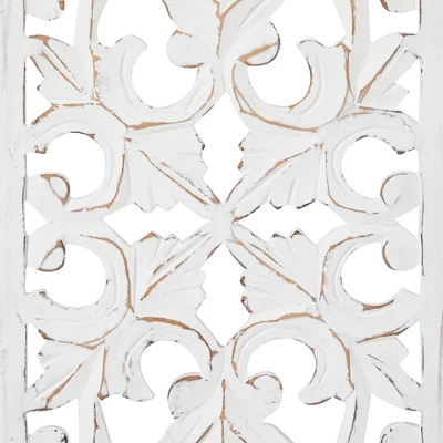 Wood Floral Handmade Intricately Carved Wall Decor Set Of 3 White - Olivia & May 13 Wood Floral Handmade Intricately Carved Wall Decor Set Of 3 White - Olivia & May - Image 11