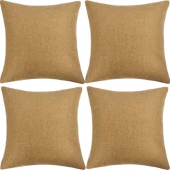 4 Pcs Faux Linen Solid Hidden Zipper Decorative Pillow Cover - PiccoCasa
